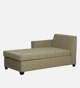 Fabrio Velvet Fabric LHS Lounger With Hydraulic Storage In Brown Color