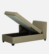 Fabrio Velvet Fabric LHS Lounger With Hydraulic Storage In Brown Color