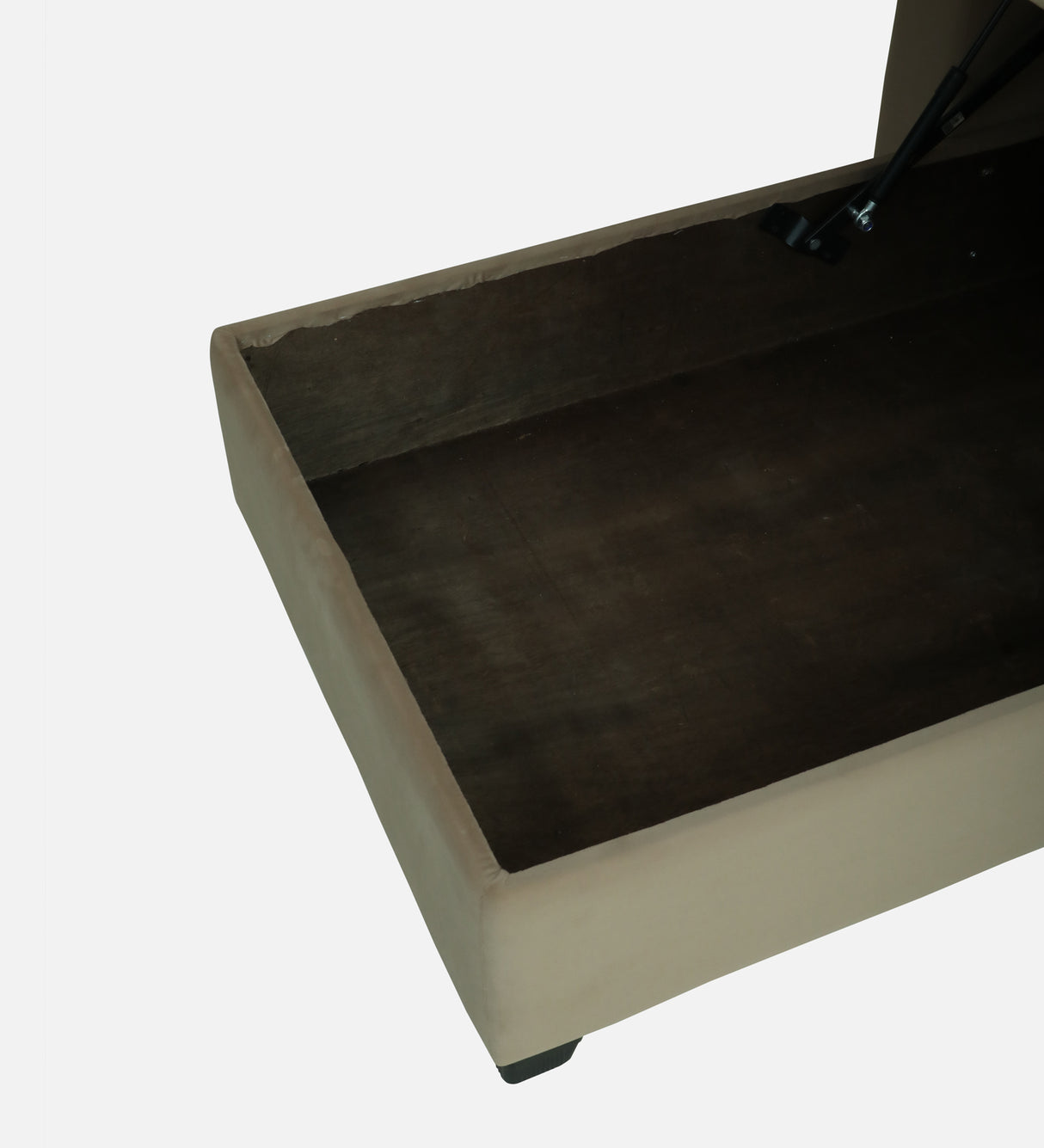 Fabrio Velvet Fabric LHS Lounger With Hydraulic Storage In Brown Color