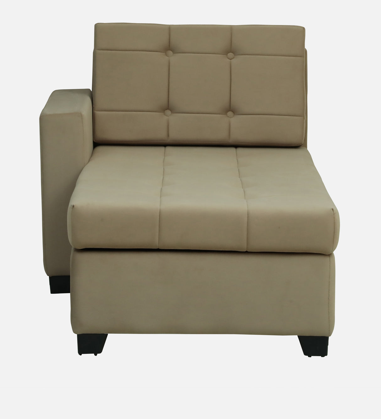 Fabrio Velvet Fabric LHS Lounger With Hydraulic Storage In Brown Color