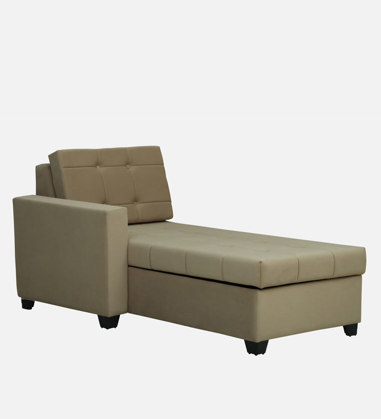 Fabrio Velvet Fabric LHS Lounger With Hydraulic Storage In Brown Color
