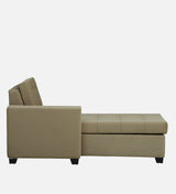 Fabrio Velvet Fabric LHS Lounger With Hydraulic Storage In Brown Color