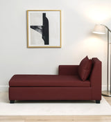 Mayor Leatherette Fabric LHS Lounger With Hydraulic Storage In Maroon Color