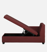 Mayor Leatherette Fabric LHS Lounger With Hydraulic Storage In Maroon Color