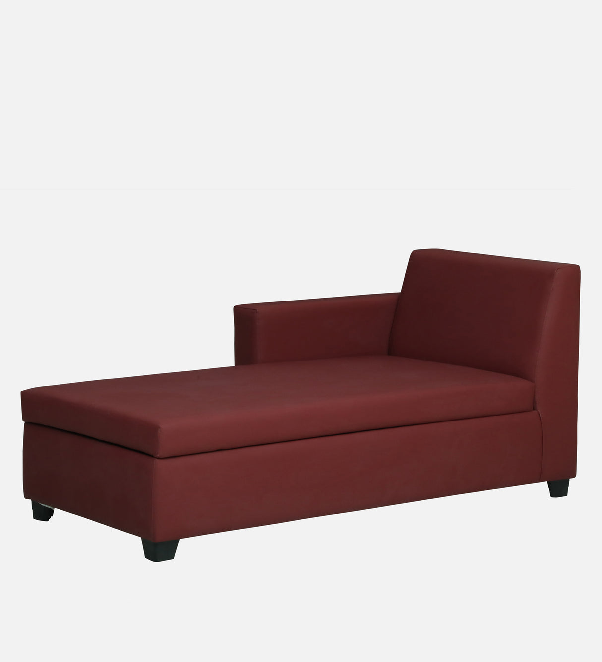 Mayor Leatherette Fabric LHS Lounger With Hydraulic Storage In Maroon Color