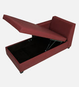 Mayor Leatherette Fabric LHS Lounger With Hydraulic Storage In Maroon Color