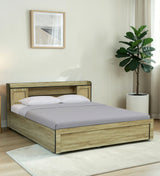 COPS Engineered Wood Bed with Box and Headboard Storage (STONE) - 12 Months Warranty