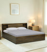 Vento Engineered Wood Bed with Box and Headboard Storage (Walnut) - 12 Months Warranty