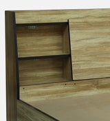 Vento Engineered Wood Bed with Box and Headboard Storage (STONE) - 12 Months Warranty