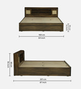 COPS Engineered Wood Bed with Box and Headboard Storage (Walnut) - 12 Months Warranty