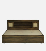 COPS Engineered Wood Bed with Box and Headboard Storage (Walnut) - 12 Months Warranty