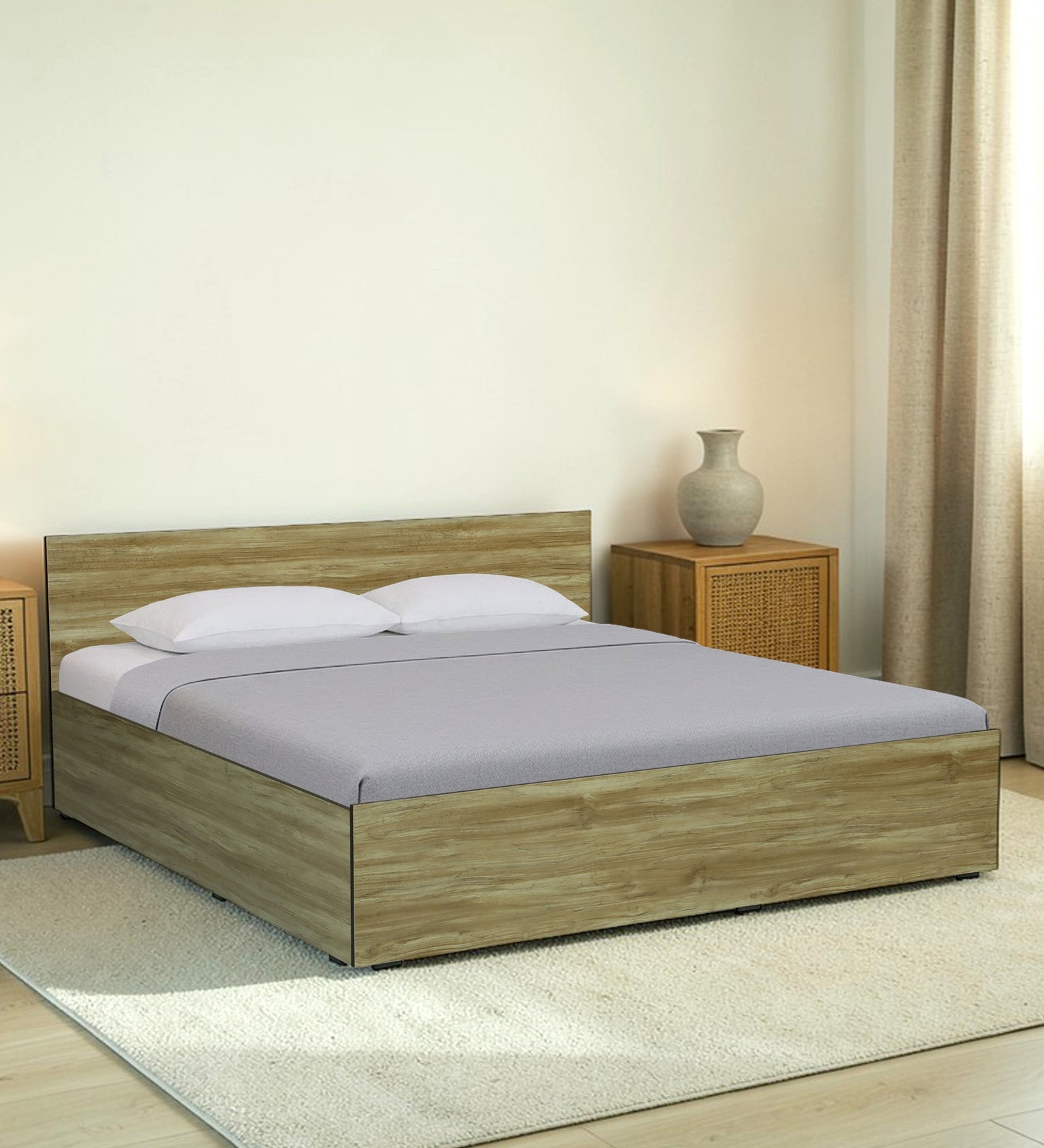 CARPER Engineered Wood Bed with Box Storage (STONE) - 12 Months Warranty features