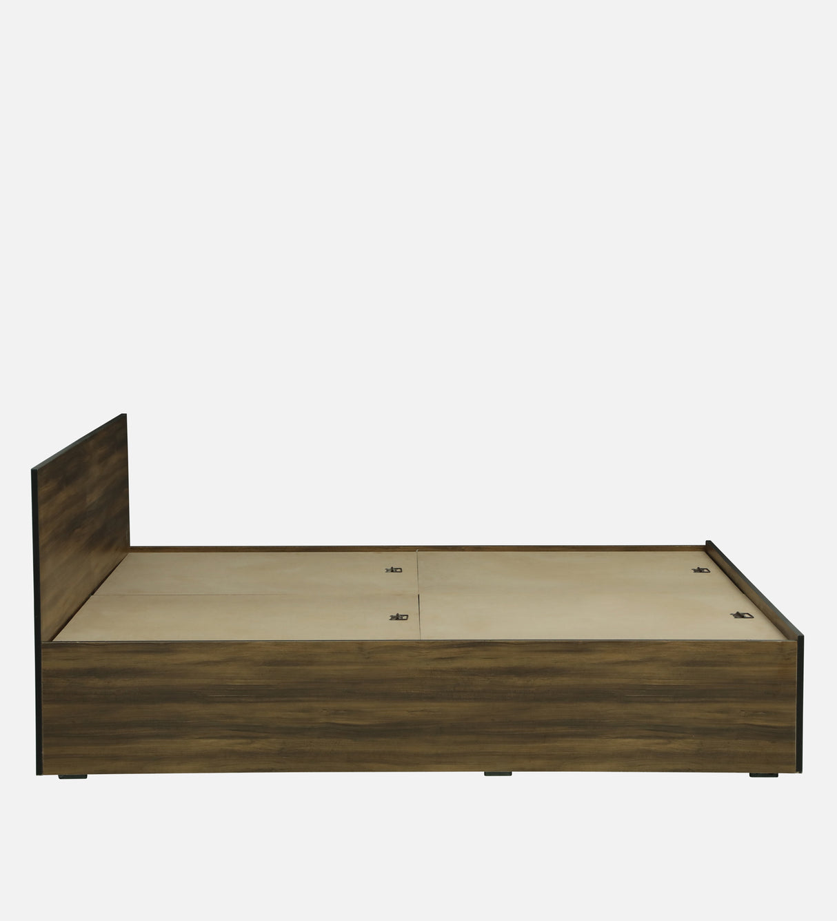 CARPER Engineered Wood Bed with Box Storage (Walnut) - 12 Months Warranty