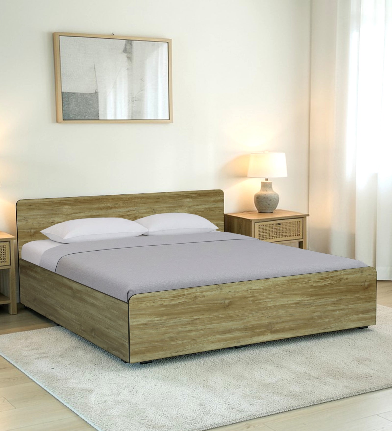 SMITH Engineered Wood Bed with Box Storage (STONE) - 12 Months Warranty features