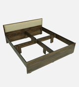 ALLEN Engineered Wood Bed Without Storage and Upholstered Headboard (Walnut) - 12 Months Warranty