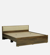 ALLEN Engineered Wood Bed Without Storage and Upholstered Headboard (Walnut) - 12 Months Warranty