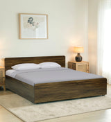 SMITH Engineered Wood Bed with Box Storage (Walnut) - 12 Months Warranty