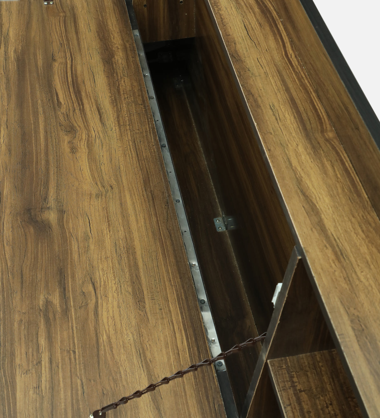 Vento Engineered Wood Bed with Box and Headboard Storage (Walnut) - 12 Months Warranty