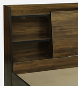 Vento Engineered Wood Bed with Box and Headboard Storage (Walnut) - 12 Months Warranty