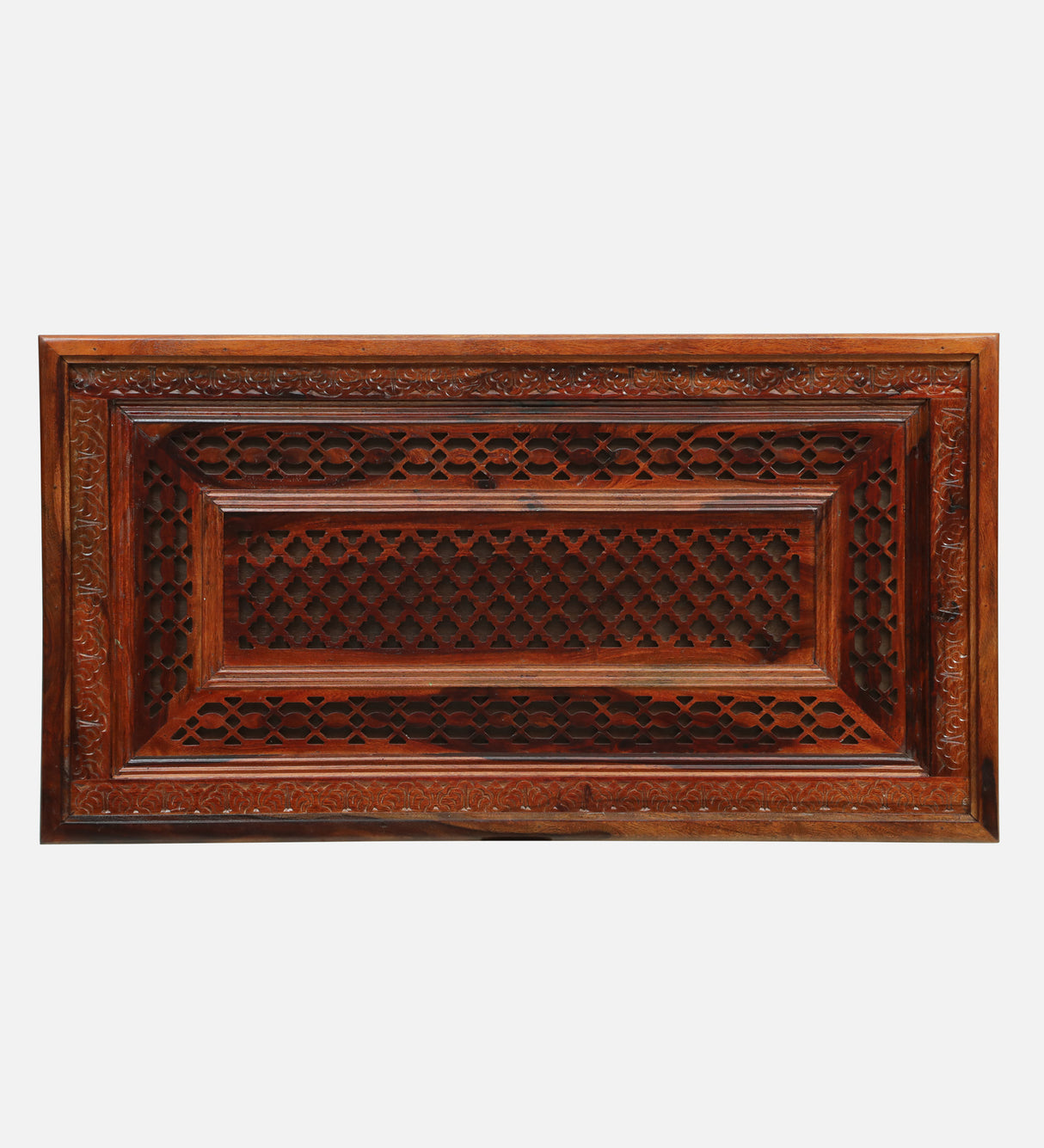 LEELA Solid Sheesham Wood Coffee Table With Glass and Brass Detailing - 3 Years Warranty