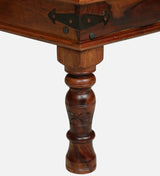 LEELA Solid Sheesham Wood Coffee Table With Glass and Brass Detailing - 3 Years Warranty