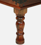 Haveli Solid Sheesham Wood Coffee Table With Glass and Brass Detailing - 3 Years Warranty
