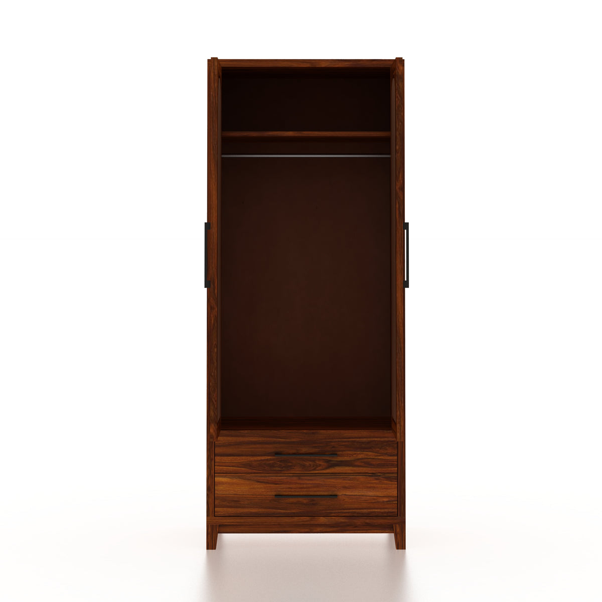 Cosmos Solid Sheesham Wood Wardrobe With Two Doors and Two Drawers - 3-Year Warranty