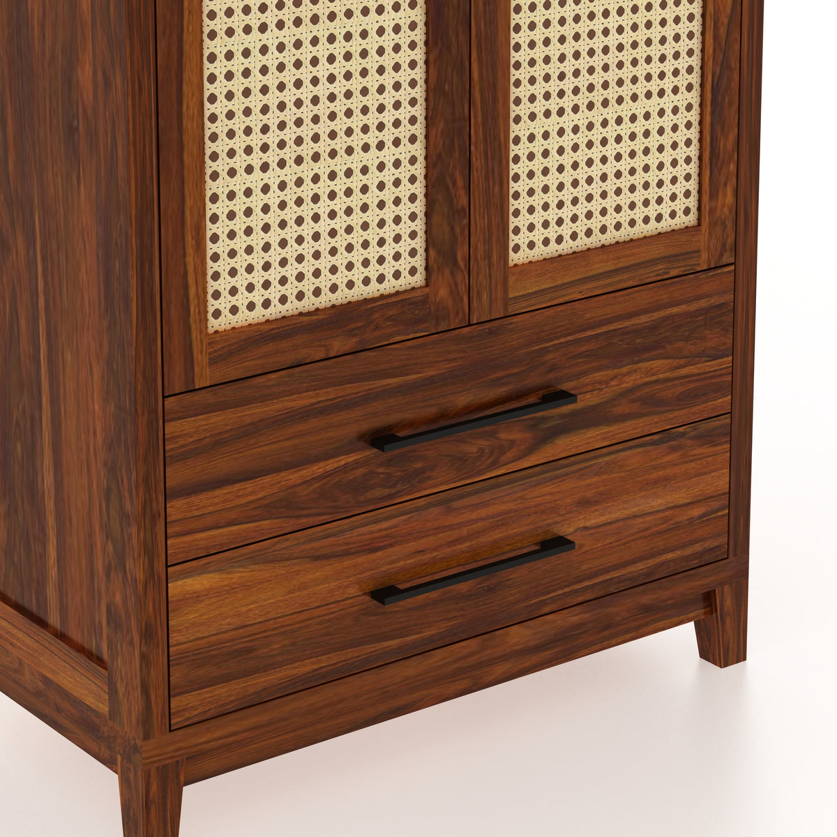 Cosmos Solid Sheesham Wood Wardrobe With Two Doors and Two Drawers - 3-Year Warranty