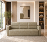Roman Three Seater Upholstered Sofa Velvet - 12 Months Warranty - Beige Suede