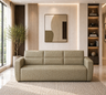 Roman Three Seater Upholstered Sofa Velvet - 12 Months Warranty - Beige Suede