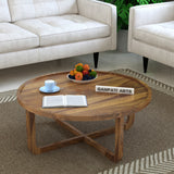 Round Solid Sheesham Wood Coffee Table - 3 years Warranty