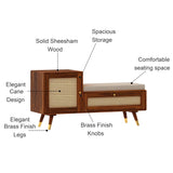 Martino Solid Sheesham Wood Shoe Rack with Doors, Seating Space 3 - Year Warranty