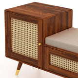 Martino Solid Sheesham Wood Shoe Rack with Doors, Seating Space 3 - Year Warranty
