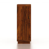 Naptune Solid Sheesham Wood Shoe Rack With Three  Doors and Open Shelf- 3-Year Warranty