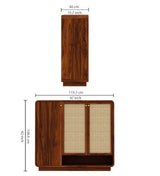 Naptune Solid Sheesham Wood Shoe Rack With Three  Doors and Open Shelf- 3-Year Warranty