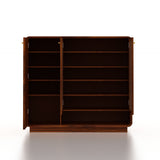 Naptune Solid Sheesham Wood Shoe Rack With Three  Doors and Open Shelf- 3-Year Warranty