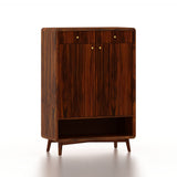 Robert Solid Sheesham Wood Shoe Rack With Two Doors, Drawer and Open Shelf- 3-Year Warranty