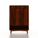 Robert Solid Sheesham Wood Shoe Rack With Two Doors, Drawer and Open Shelf- 3-Year Warranty
