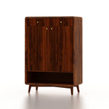 Robert Solid Sheesham Wood Shoe Rack With Two Doors, Drawer and Open Shelf- 3-Year Warranty