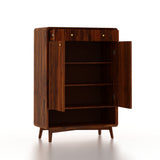 Robert Solid Sheesham Wood Shoe Rack With Two Doors, Drawer and Open Shelf- 3-Year Warranty