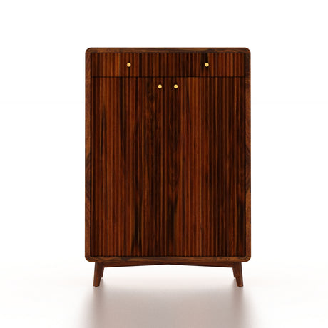 Robert Solid Sheesham Wood Shoe Rack With Two Doors and Drawer 3-Year Warranty