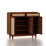 Cosmos Solid Sheesham Wood Shoe Rack With three Doors and Two Drawer 3 - Year Warranty