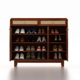 Cosmos Solid Sheesham Wood Shoe Rack With three Doors and Two Drawer 3 - Year Warranty