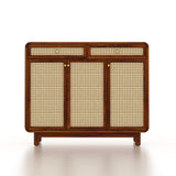 Cosmos Solid Sheesham Wood Shoe Rack With three Doors and Two Drawer 3 - Year Warranty