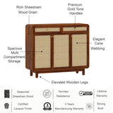 Cosmos Solid Sheesham Wood Shoe Rack With three Doors and Two Drawer 3 - Year Warranty
