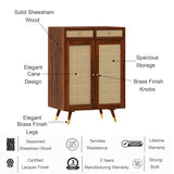 Riverton Solid Sheesham Wood Shoe Rack With Two Doors and Drawer - 3-Year Warranty