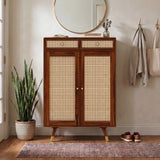 Riverton Solid Sheesham Wood Shoe Rack With Two Doors and Drawer - 3-Year Warranty