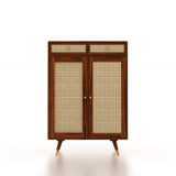 Riverton Solid Sheesham Wood Shoe Rack With Two Doors and Drawer - 3-Year Warranty
