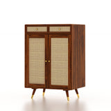 Riverton Solid Sheesham Wood Shoe Rack With Two Doors and Drawer - 3-Year Warranty