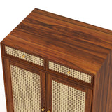 Riverton Solid Sheesham Wood Shoe Rack With Two Doors and Drawer - 3-Year Warranty